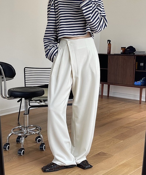chuclla】【2022/SS】Cross waist color wide pants chw22s097