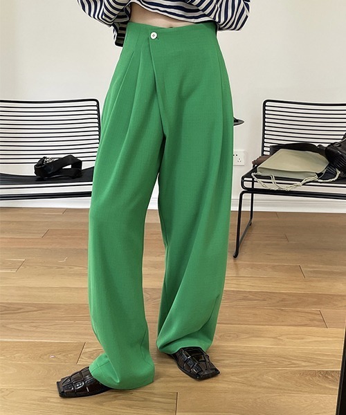 chuclla】【2022/SS】Cross waist color wide pants chw22s097