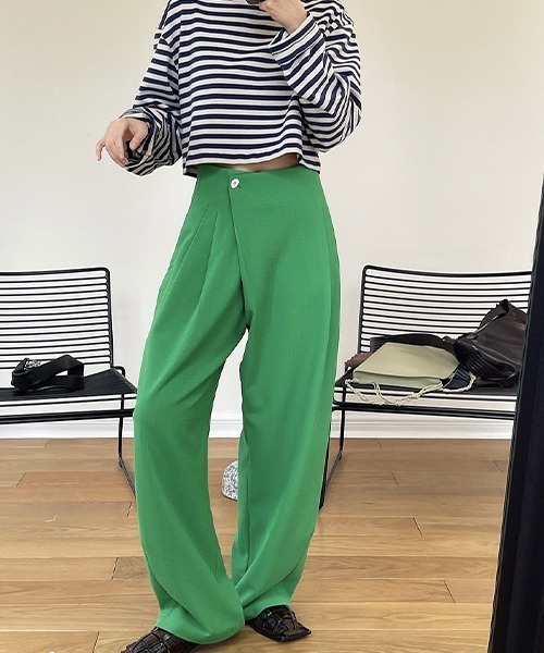 chuclla】【2022/SS】Cross waist color wide pants chw22s097
