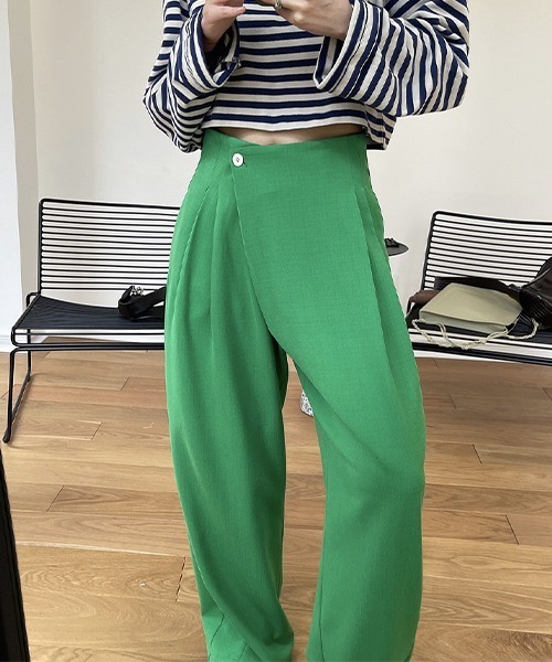 chuclla】【2022/SS】Cross waist color wide pants chw22s097