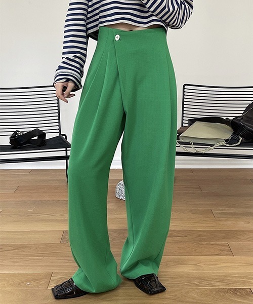chuclla】【2022/SS】Cross waist color wide pants chw22s097
