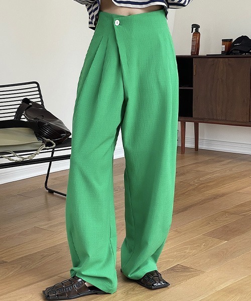 chuclla】【2022/SS】Cross waist color wide pants chw22s097