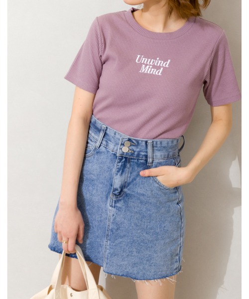 SpRay(スプレイ)の「テレコロゴ刺繍Tシャツ(Tシャツ/カットソー・レディース・ブラック/オフホワイト/ラベンダー/ブルー系その他/ピンク系その他・FREE)」の4枚目の写真