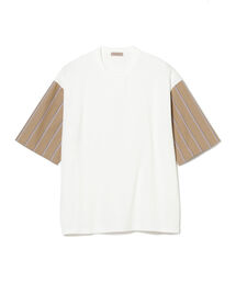 BEAMS LIGHTS | BEAMS LIGHTS / ストライプ パネル切替 Tシャツ(Tシャツ/カットソー)