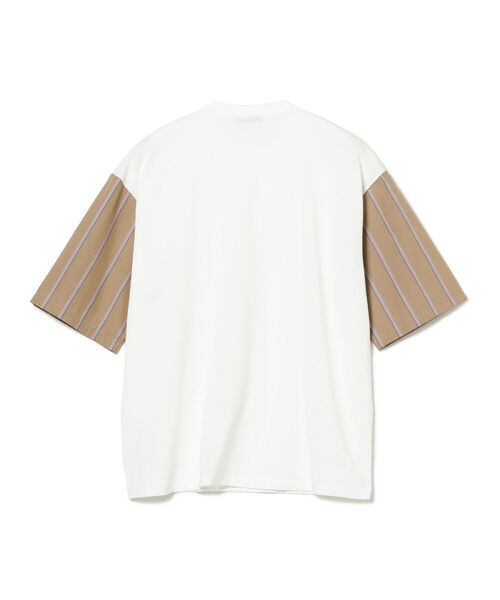 BEAMS LIGHTS(ビームスライツ)の「BEAMS LIGHTS / ストライプ パネル切替 Tシャツ(Tシャツ/カットソー・メンズ・グレー/ホワイト・MEDIUM/SMALL/LARGE)」の4枚目の写真