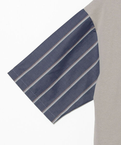 BEAMS LIGHTS(ビームスライツ)の「BEAMS LIGHTS / ストライプ パネル切替 Tシャツ(Tシャツ/カットソー・メンズ・グレー/ホワイト・MEDIUM/SMALL/LARGE)」の8枚目の写真
