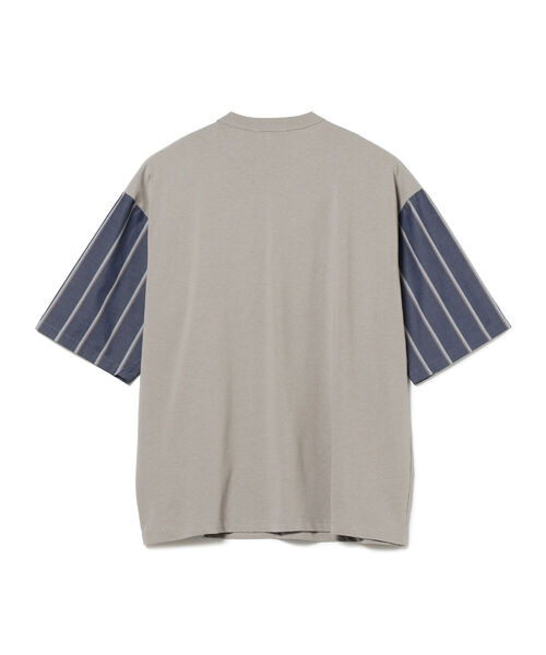 BEAMS LIGHTS(ビームスライツ)の「BEAMS LIGHTS / ストライプ パネル切替 Tシャツ(Tシャツ/カットソー・メンズ・グレー/ホワイト・MEDIUM/SMALL/LARGE)」の9枚目の写真