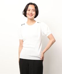 Q | 肩ボタン半袖ニット(ニット/セーター)