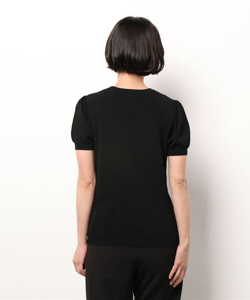 Q（キュー）の「肩ボタン半袖ニット（ニット/セーター・レディース・ブルー/ホワイト/ブラック・MEDIUM）」の5枚目の写真