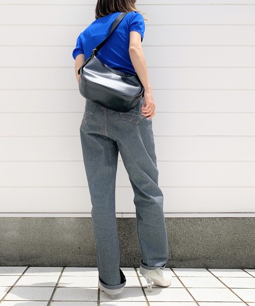 Q（キュー）の「肩ボタン半袖ニット（ニット/セーター・レディース・ブルー/ホワイト/ブラック・MEDIUM）」の11枚目の写真