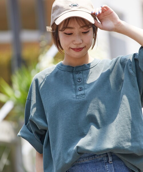 FREAK'S STORE(フリークスストア)の「FREAK'S STORE/フリークスストア ヘビーウェイト ヘンリーネック Tシャツ/ヘビーオンス/ビックシルエット(Tシャツ/カットソー・メンズ・ホワイト/アッシュグレー/グリーン/ミント/スミクロ/グレイッシュベージュ・SMALL/MEDIUM/LARGE)」の5枚目の写真