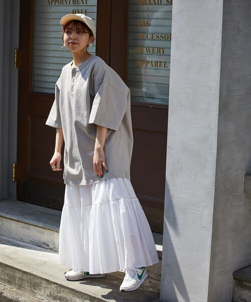 FREAK'S STORE(フリークスストア)の「FREAK'S STORE/フリークスストア ヘビーウェイト ヘンリーネック Tシャツ/ヘビーオンス/ビックシルエット(Tシャツ/カットソー・メンズ・ホワイト/アッシュグレー/グリーン/ミント/スミクロ/グレイッシュベージュ・SMALL/MEDIUM/LARGE)」の20枚目の写真