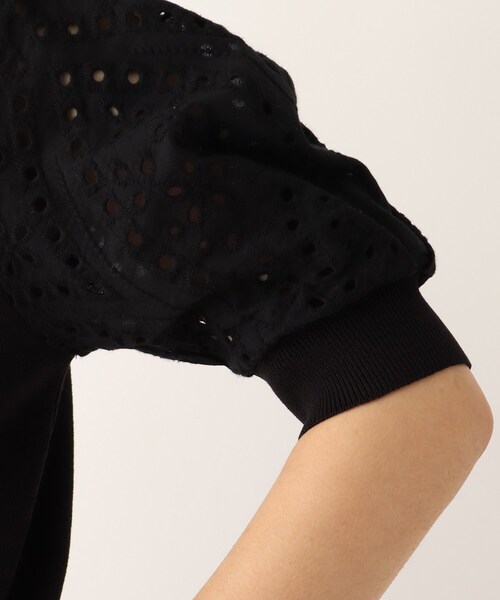 OPAQUE.CLIP（オペークドットクリップ）の「◆【C】エンブロイダリーレーススリーブ ストレッチリブニット【WEB限定サイズ】（ニット/セーター・レディース・ブラック/オレンジ/ブラウン系その他/ホワイト系・40/38/36/34）」の9枚目の写真