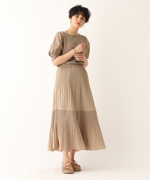 OPAQUE.CLIP（オペークドットクリップ）の「◆【C】エンブロイダリーレーススリーブ ストレッチリブニット【WEB限定サイズ】（ニット/セーター・レディース・ブラック/オレンジ/ブラウン系その他/ホワイト系・40/38/36/34）」の13枚目の写真