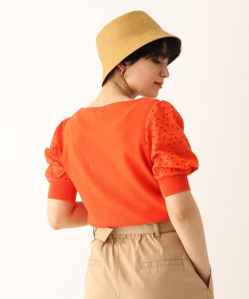 OPAQUE.CLIP（オペークドットクリップ）の「◆【C】エンブロイダリーレーススリーブ ストレッチリブニット【WEB限定サイズ】（ニット/セーター・レディース・ブラック/オレンジ/ブラウン系その他/ホワイト系・40/38/36/34）」の17枚目の写真