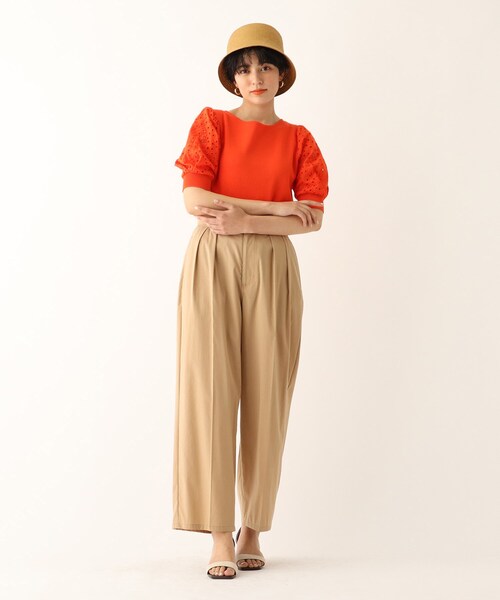 OPAQUE.CLIP（オペークドットクリップ）の「◆【C】エンブロイダリーレーススリーブ ストレッチリブニット【WEB限定サイズ】（ニット/セーター・レディース・ブラック/オレンジ/ブラウン系その他/ホワイト系・40/38/36/34）」の18枚目の写真