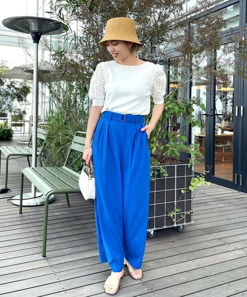 OPAQUE.CLIP（オペークドットクリップ）の「◆【C】エンブロイダリーレーススリーブ ストレッチリブニット【WEB限定サイズ】（ニット/セーター・レディース・ブラック/オレンジ/ブラウン系その他/ホワイト系・40/38/36/34）」の20枚目の写真