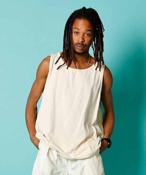 SAPEur BASKET TANKTOPレオパード グリーン L タンクトップ SOLID TANK TOP / ソリッド タンクトップ（タンクトップ