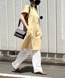 ロールアップフレンチスリーブルーズTシャツワンピース