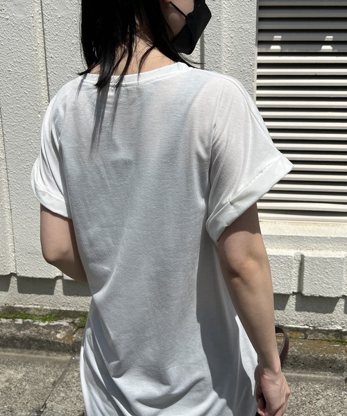 Jewelobe（ジュエローブ）の「ロールアップフレンチスリーブルーズTシャツワンピース（ワンピース・レディース・ホワイト/イエロー/ブルー/ブラウン/グレー/ブラック・FREE）」の18枚目の写真
