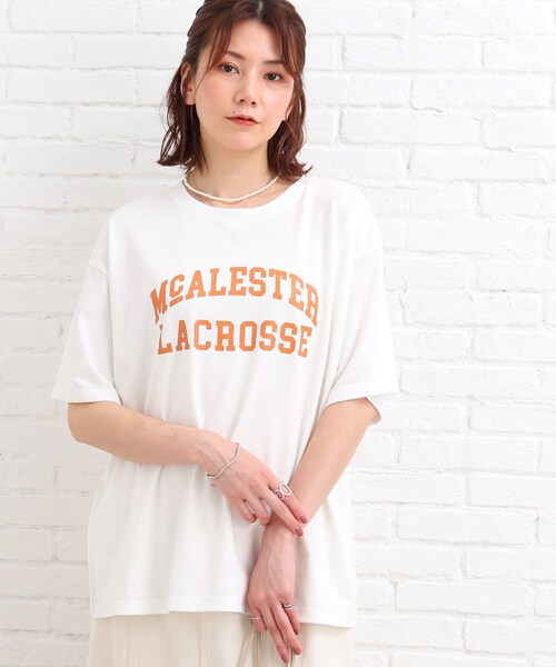 SHOO・LA・RUE（シューラルー）の「◆【S-L】カレッジロゴプリントTシャツ（Tシャツ/カットソー・レディース・チャコールグレー/ホワイト系・02/03/01）」の3枚目の写真