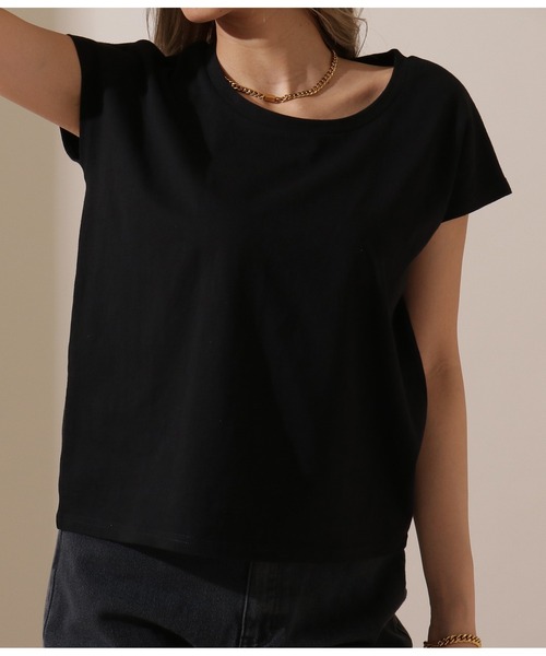 LATINA（ラティーナ）の「USAコットンフレンチスリーブTシャツ（Tシャツ/カットソー・レディース・オフホワイト/ブラック・FREE）」の11枚目の写真