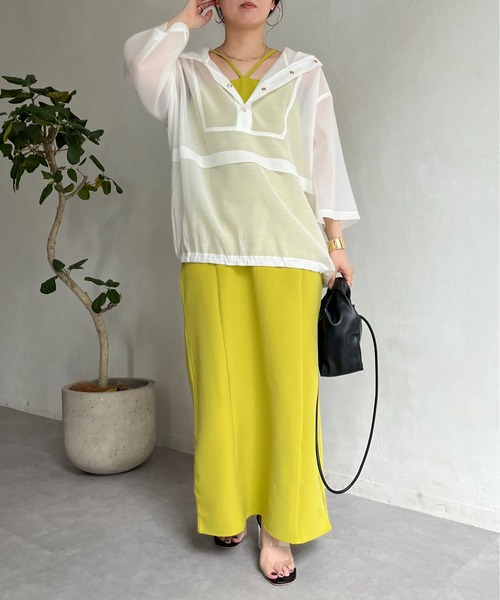 prose verse(プロズヴェール)の「リップルオーガンジーアノラックパーカー(パーカー・レディース・グリーン/オフホワイト/ブラック・MEDIUM)」の14枚目の写真