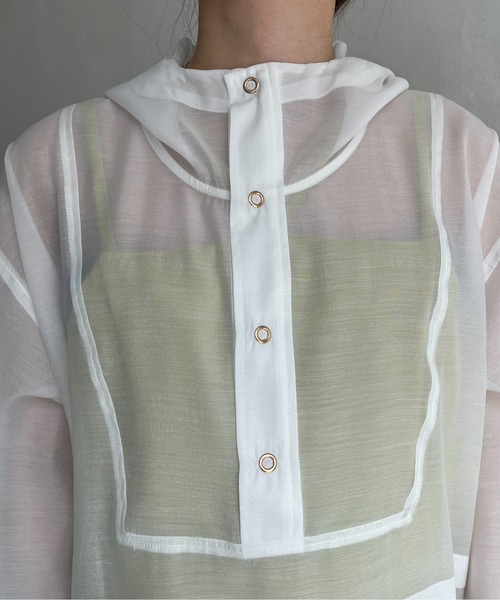 prose verse(プロズヴェール)の「リップルオーガンジーアノラックパーカー(パーカー・レディース・グリーン/オフホワイト/ブラック・MEDIUM)」の7枚目の写真