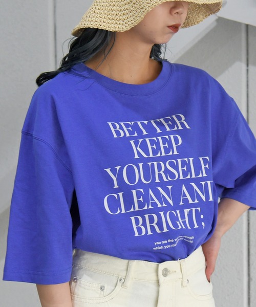 sango（sango）の「ロゴプリントビッグTシャツ（Tシャツ/カットソー・レディース・スミクロ/オフホワイト/パープル・FREE）」の3枚目の写真