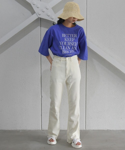 sango（sango）の「ロゴプリントビッグTシャツ（Tシャツ/カットソー・レディース・スミクロ/オフホワイト/パープル・FREE）」の11枚目の写真