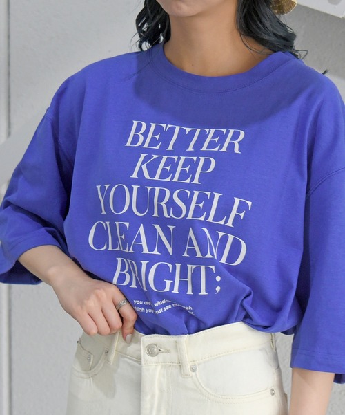 sango（sango）の「ロゴプリントビッグTシャツ（Tシャツ/カットソー・レディース・スミクロ/オフホワイト/パープル・FREE）」の12枚目の写真