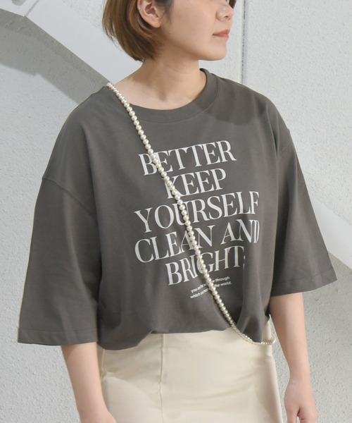 sango（sango）の「ロゴプリントビッグTシャツ（Tシャツ/カットソー・レディース・スミクロ/オフホワイト/パープル・FREE）」の5枚目の写真