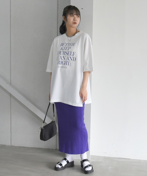 sango（sango）の「ロゴプリントビッグTシャツ（Tシャツ/カットソー・レディース・スミクロ/オフホワイト/パープル・FREE）」の20枚目の写真