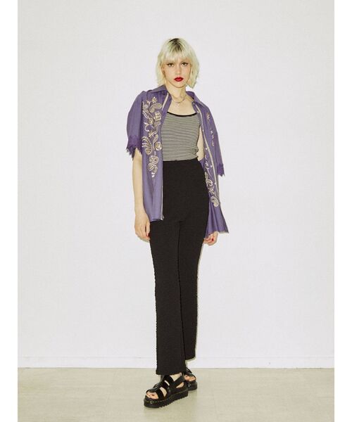 jouetie（ジュエティ）の「クレープフレアパンツ（その他パンツ・レディース・オフホワイト/ブラック/グリーン/ブルー・MEDIUM）」の9枚目の写真