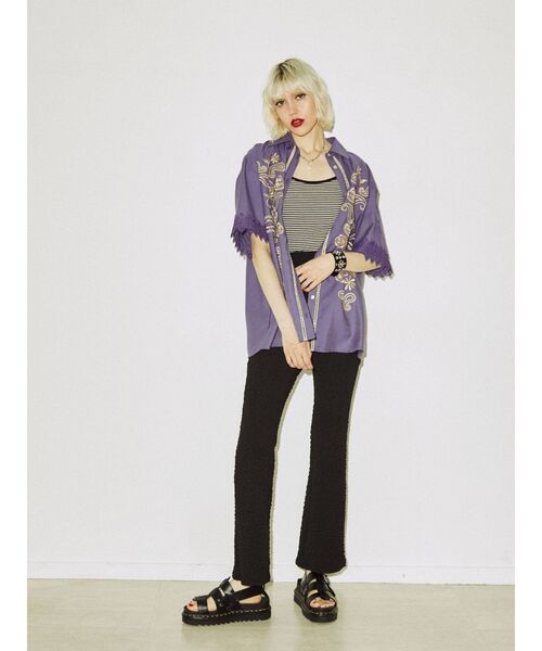 jouetie（ジュエティ）の「クレープフレアパンツ（その他パンツ・レディース・オフホワイト/ブラック/グリーン/ブルー・MEDIUM）」の12枚目の写真