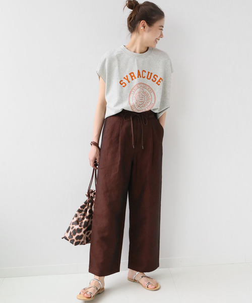 JOURNAL STANDARD relume(ジャーナルスタンダード レリューム)の「リネンレーヨンシャンブレータックストレートパンツ(その他パンツ・レディース・ブラウン/ネイビー・38/36)」の4枚目の写真