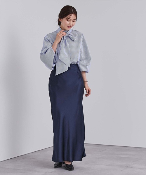 UR'S（ユアーズ）の「2wayボウタイブラウス（シャツ/ブラウス・レディース・ブルー/ピンク/ホワイト/ブラック/ブルー系その他/ブラウン系その他/ダークネイビー・M/S/L）」の13枚目の写真