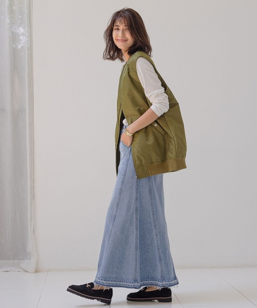 BAYFLOW（ベイフロー）の「デニムキリカエスカート（デニムスカート・レディース・ブラック/ブルー・SMALL/MEDIUM）」の3枚目の写真