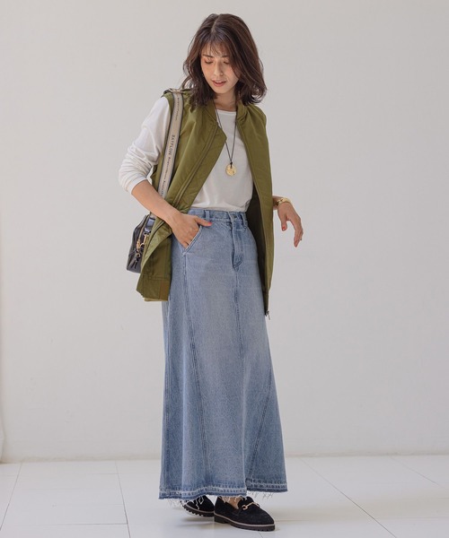 BAYFLOW（ベイフロー）の「デニムキリカエスカート（デニムスカート・レディース・ブラック/ブルー・SMALL/MEDIUM）」の6枚目の写真