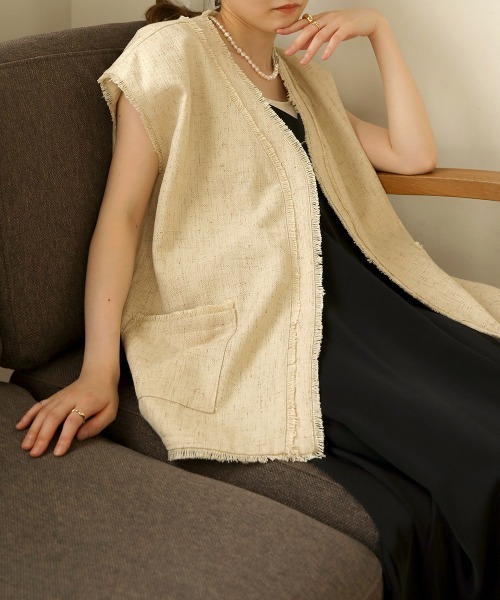 Bab(バブ)の「ツイードフリンジベスト(ベスト・レディース・パープル/ブラウン/ベージュ・M)」の15枚目の写真
