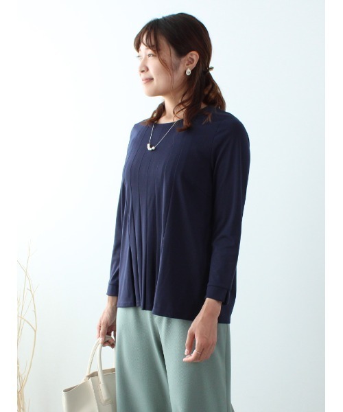 fleur by mint breeze（フルールバイミントブリーズ）の「【M～5L 大きいサイズ】フロントタック カットソー（Tシャツ/カットソー・レディース・ピンク/ネイビー/ライトグレー・3L/4L/5L/L/LL/M）」の3枚目の写真