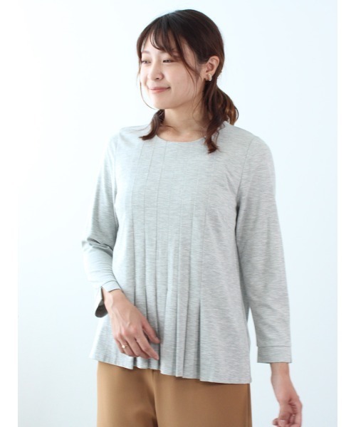fleur by mint breeze（フルールバイミントブリーズ）の「【M～5L 大きいサイズ】フロントタック カットソー（Tシャツ/カットソー・レディース・ピンク/ネイビー/ライトグレー・3L/4L/5L/L/LL/M）」の2枚目の写真