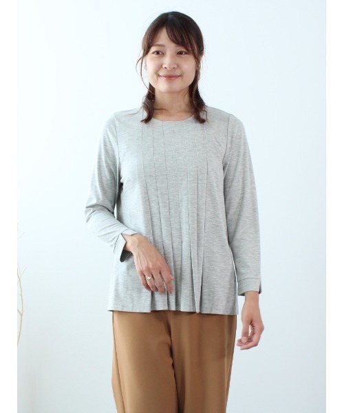 fleur by mint breeze（フルールバイミントブリーズ）の「【M～5L 大きいサイズ】フロントタック カットソー（Tシャツ/カットソー・レディース・ピンク/ネイビー/ライトグレー・3L/4L/5L/L/LL/M）」の5枚目の写真