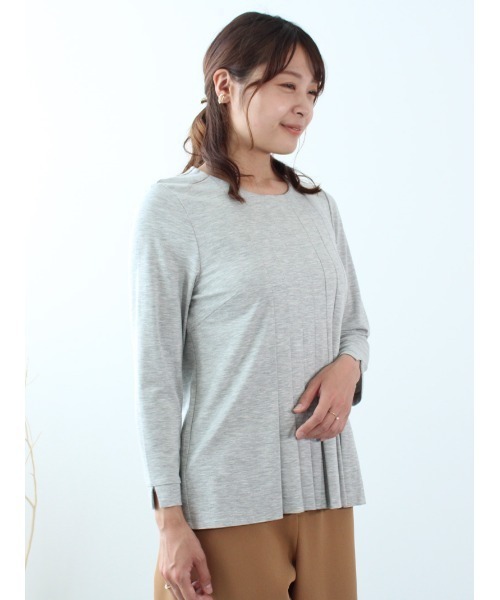 fleur by mint breeze（フルールバイミントブリーズ）の「【M～5L 大きいサイズ】フロントタック カットソー（Tシャツ/カットソー・レディース・ピンク/ネイビー/ライトグレー・3L/4L/5L/L/LL/M）」の4枚目の写真