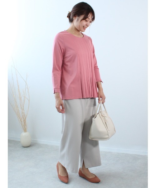 fleur by mint breeze（フルールバイミントブリーズ）の「【M～5L 大きいサイズ】フロントタック カットソー（Tシャツ/カットソー・レディース・ピンク/ネイビー/ライトグレー・3L/4L/5L/L/LL/M）」の16枚目の写真