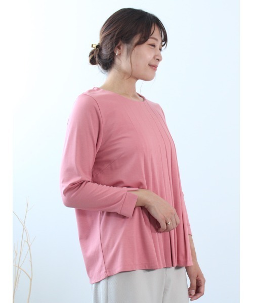 fleur by mint breeze（フルールバイミントブリーズ）の「【M～5L 大きいサイズ】フロントタック カットソー（Tシャツ/カットソー・レディース・ピンク/ネイビー/ライトグレー・3L/4L/5L/L/LL/M）」の14枚目の写真