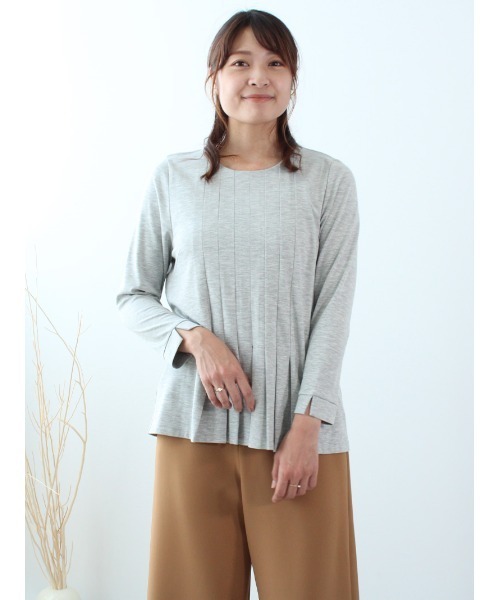 fleur by mint breeze（フルールバイミントブリーズ）の「【M～5L 大きいサイズ】フロントタック カットソー（Tシャツ/カットソー・レディース・ピンク/ネイビー/ライトグレー・3L/4L/5L/L/LL/M）」の6枚目の写真