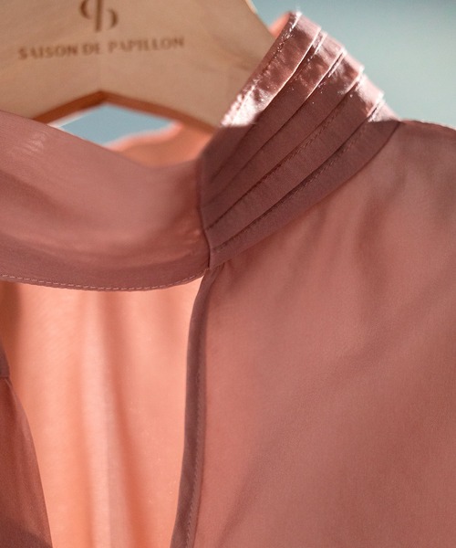 前後2Wayシアー素材リボンタイフリルブラウス