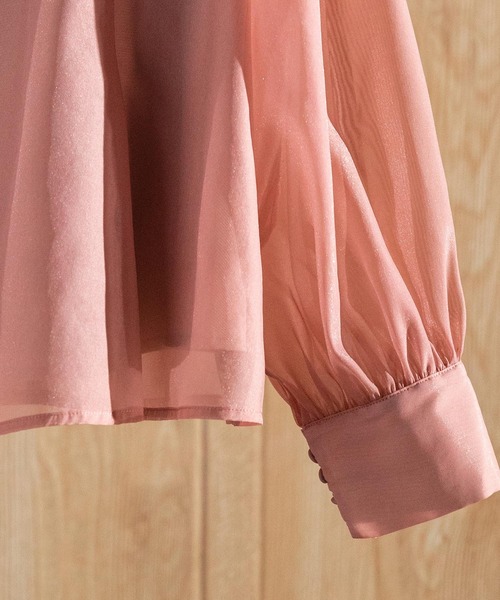 前後2Wayシアー素材リボンタイフリルブラウス