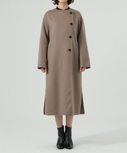 【ちゃおりん】CAST: キャストコロン Vネックノーカラーコート M CAST:（キャストコロン）の「ノーカラーチェスターコート（チェスター